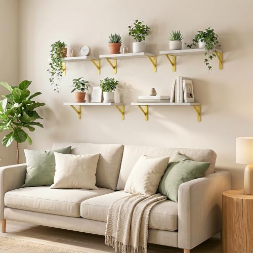 Fixwal Wall Floating Shelves for Home Decor (White, Set of 5, 16.5 Inch)
