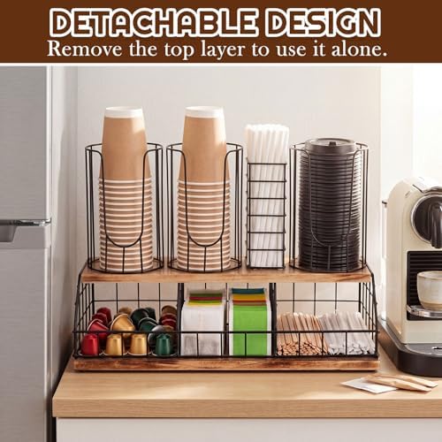 Geelin 18oz Adjustable Coffee Cup Dispenser with Wooden Base