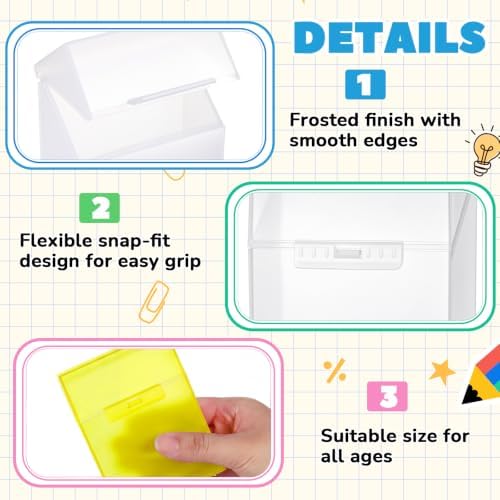 Clabby 2 Pcs Clear Plastic Crayon Boxes Hold 24 Count, Yellow,Clear
