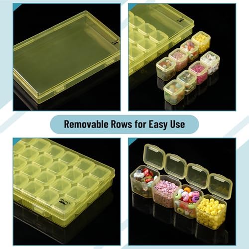 Mr. Pen- Bead Storage Containers, 28 Grids, 2 Pack, Transparent Yellow