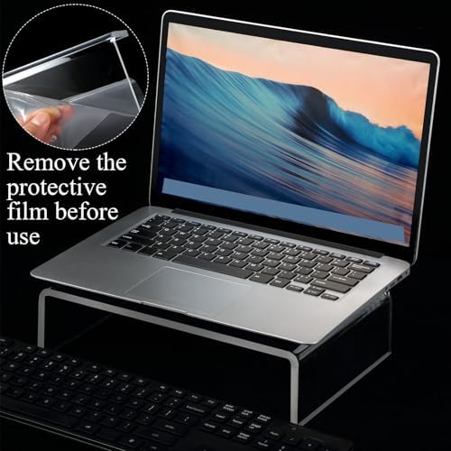 Jetec 2 Pcs Acrylic Monitor Stand Desktop Computer, Clear, 12 x 8 x 3 Inch