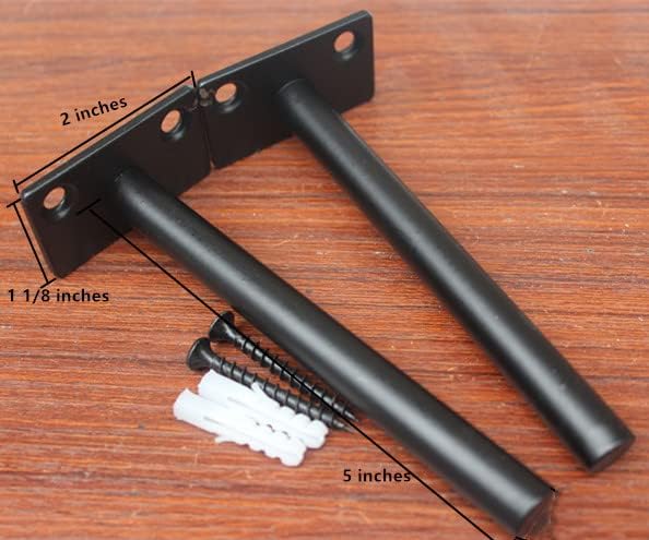 8 Pcs 5" Black Solid Steel Floating Shelf Bracket Blind Shelf Supports - Hidden Brackets for Floating Wood Shelves - Con