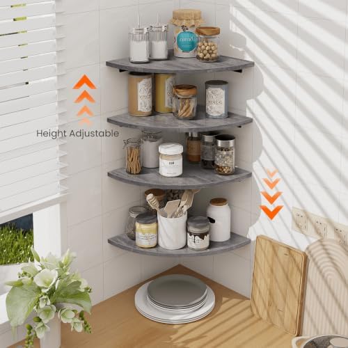 Homode Corner Floating Shelves, Round Corner Shelf Wall Mount Set of 4