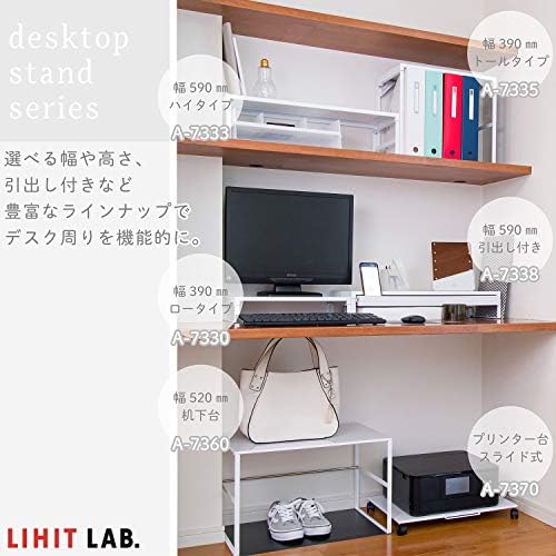 LIHIT LAB Desktop Stand, Sturdy Steel Stand for Laptop/Computer Monitor, 9.8 x 23.2 x 6.3 inches, Black (A7333-24)