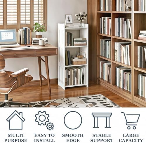 HAYOFAMY 4 Tier Bookshelf for Small Spaces 36.6”H Bookcase