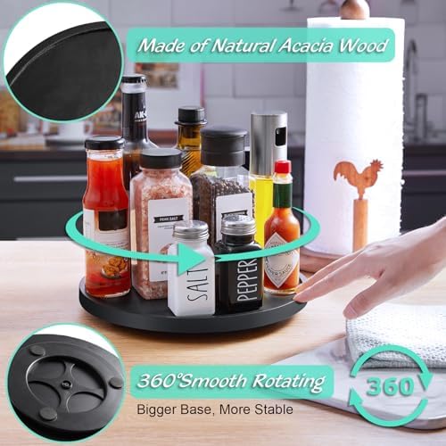 9" Wood Lazy Susan Turntable Organizer, Lazy Susan for Table Top Cabinet Dining Pantry Countertop Cupboard Organization,