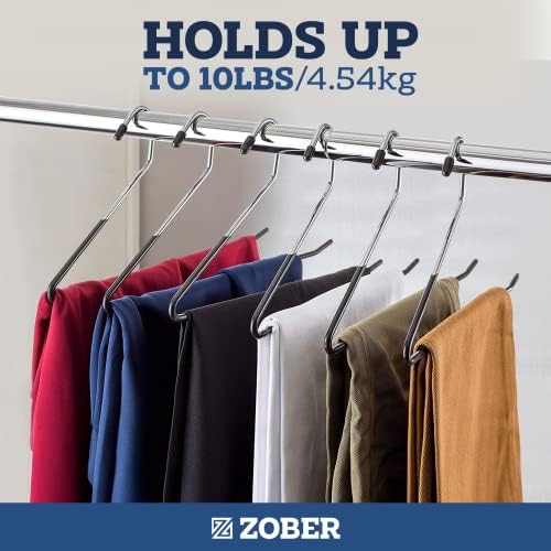 Zober Pants Hangers Non Slip - Open Ended Pants and Jean Hangers for Closet - Space Saving Clothes Hanger - Strong, Durable, Metal Pant Hangers (Black 2O Pack) (Pack of 2)