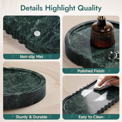 Green Marble Tray, 10" X 5" Bathroom Tray Countertop