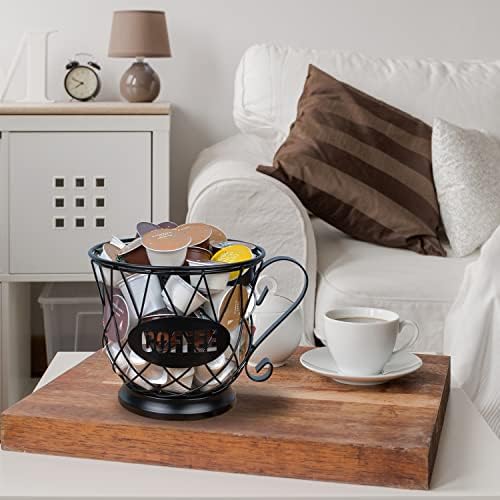TreeLen Coffee Pod Holder, K Cup Organizer, Large Capacity K Cup Holder for 40 K Cups, K Pod Storage for Coffee Bar - Bl