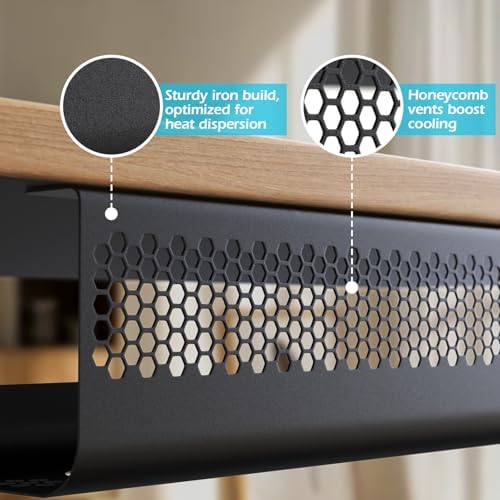 KHAMAL Cable Management Under Desk 52PCS - Cable Management Tray Kit Ventilated Hexagonal Design with Cable Clips, Wire 