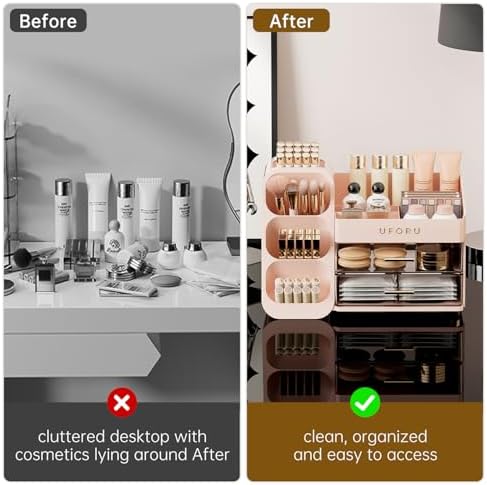 UFORU Makeup Organizer Countertop with Brush Holder for Vanity Bathroom