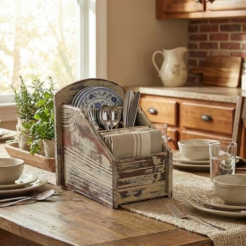 MyGift Torched Wood Remote Control Holder, 3-Compartment Tabletop Organizer