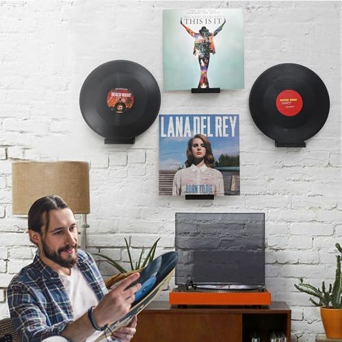 Vinyl Record Shelf Wall Mount,Small Record Holder,Black,12Pcs
