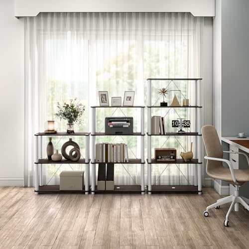 Homes: Inside + Out Apexa Modern 4-Tier Wide Shelving Units, Collectibles Display Shelves, Easy Assembly Standing Shelf,