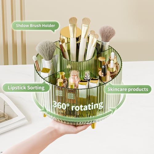 fanado 360° Rotate Makeup Brush Holder Organizer, Makeup Organizers Countertop, Makeup organization and Skincare Storage