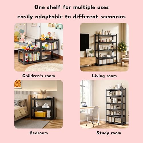 Bolt-Free Book Shelf, Metal Adjustable Bookshelf, Wide Heavy Duty Bookcase