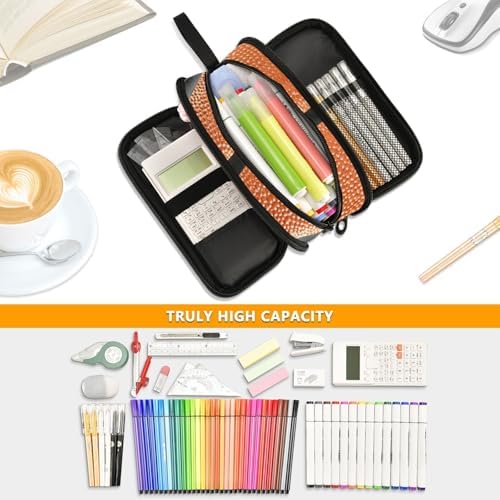 Custom Basketball Ball Skin Pencil Case Box Boys Girls Personalized Name Large Pencil Pouch Stationery Pen Bag Organizer for Kids Adults School Office