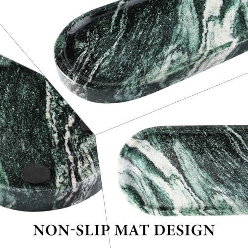Koville Green Marble Tray for Bathroom Countertop, 10"x5" Natural Marble Vanity Tray Perfume Trays for Dresser, Stone Je