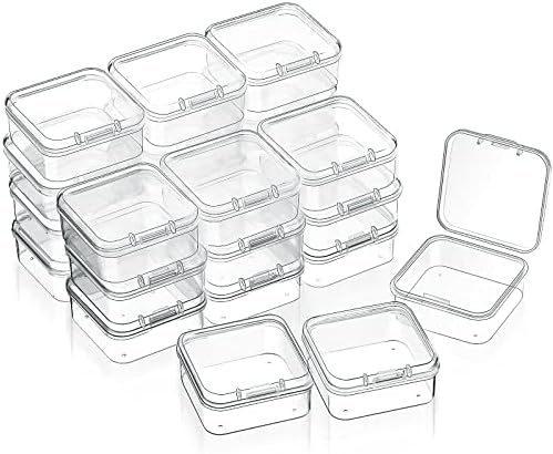 SATINIOR 24 Pcs Small Clear Plastic Container Box, 1.7 x 1.7 x 0.8 in