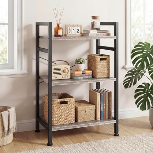 DUMOS 3 Tier Bookshelf, Home Office Bookcase Shelf Storage Organizer