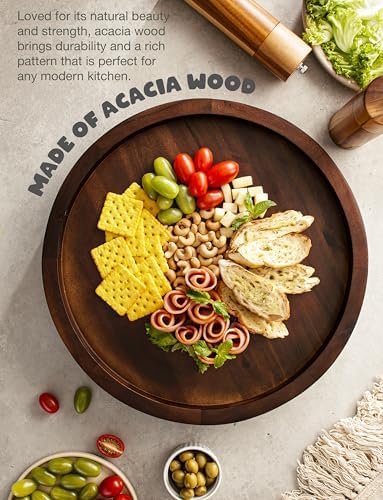 TIDITA 16" Rotating Wooden Lazy Susan Organizer for Tabletop (Walnut Color)