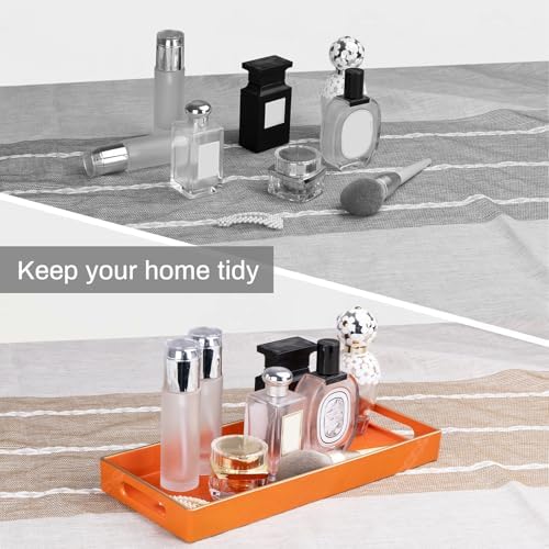 MAONAME Orange Bathroom Tray, Rectangular Toilet Tank Trays with Handles