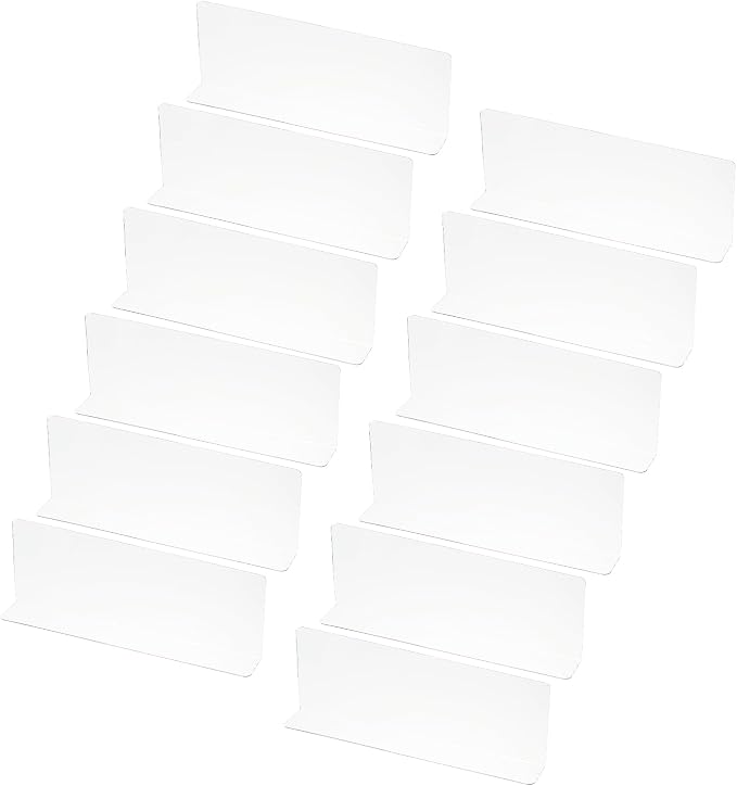 PATIKIL 12 Pack Shelf Dividers for Closet Organization, 11x1.57x3.9 Acrylic Closets Separator Kitchen Cabinet Shelves Under Bed Blocker for Bedroom Kitchen Office, Clear