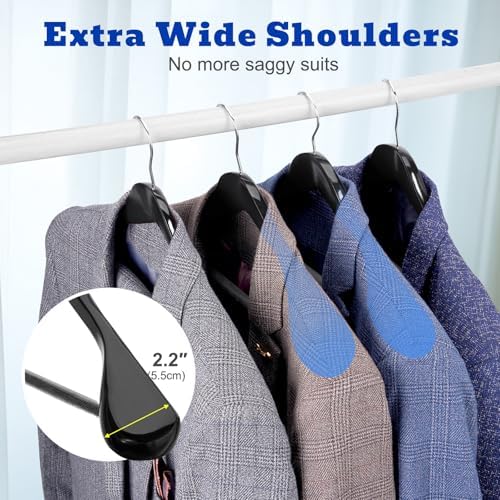 HOUSE DAY Premium Wooden Suit Hangers 24 Pack, Thick Wide Shoulder Black