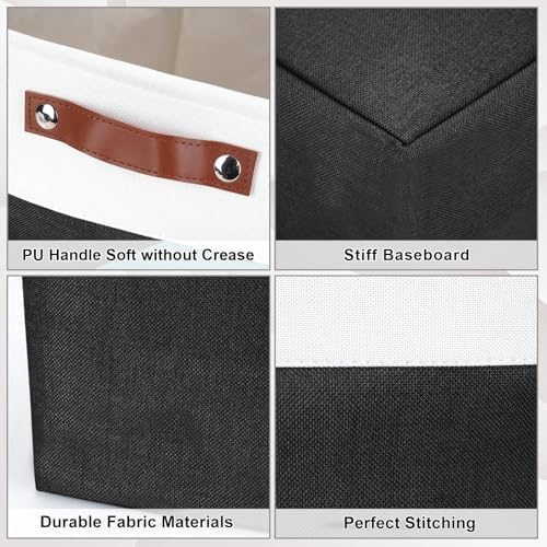 Bagnizer Storage Bins Large Fabric Storage Baskets for Shelves 3 Pack, Decorative Linen Closet Baskets with Handles for 