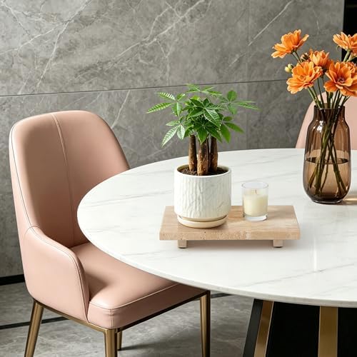 Natural Travertine Tray Pedestal Stand, Stone Riser for Bathroom & Kitchen