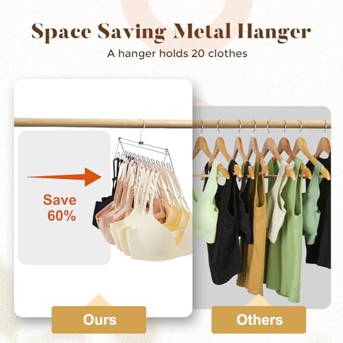 HOUSE DAY Bra Hanger Metal for Closet 2 Pack, Space-Saving Tank Top Hanger 20 Hooks Capacity Foldable for Bras, Tank Top
