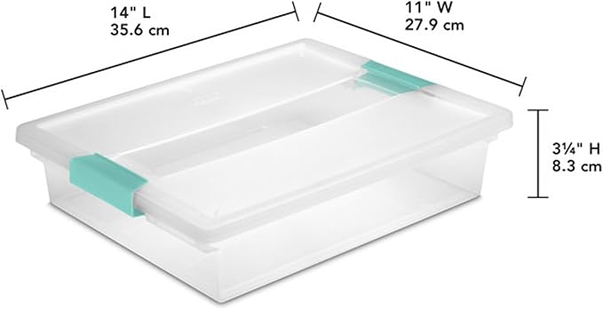 Sterilite 6-Pack Clip Box, Stackable Clear Plastic Bins with Latching Lids, Large - Writing, Arts or Crafts Supplies Storage Containers for Home, Office, Classroom and Workshop Organization