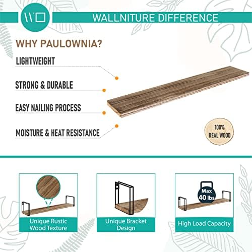 Wallniture Avila 24" Floating Shelves for Wall, Kitchen Organization & Office Shelves, Bookshelf for Living Room Decor, 