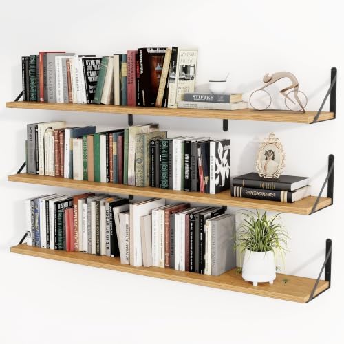 Heimlove Floating Book Shelves for Wall,47.24Inches Long Wall Mounted Bookshelves,Heavy Duty Bracket Shelves for Living 