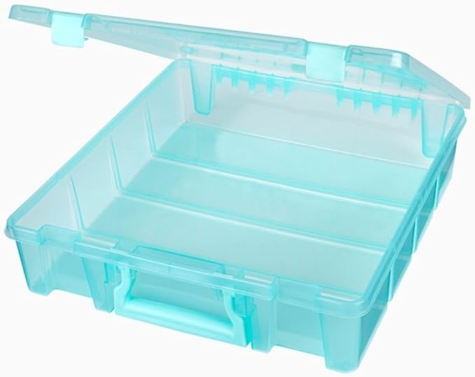 ArtBin 6955AA Super Satchel Compartment Box Clear Craft Organizer Storage Case - Aqua (Pack of 3)