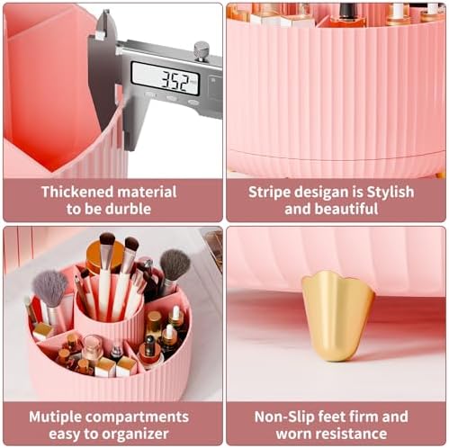 fanado 360° Rotate Makeup Brush Holder Organizer, Makeup Organizers Countertop, Makeup organization and Skincare Storage