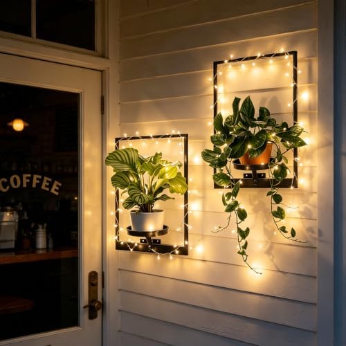 Floating Shelves Plant Stand Indoor Set of 3, Wall Planters to Hold Large Pots - Premium Metal Hanging Plant Holder for 
