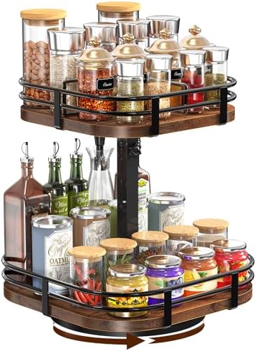12" Large Lazy Susan Turntable Organizer - 2 Tier Spice Rack for Table Top