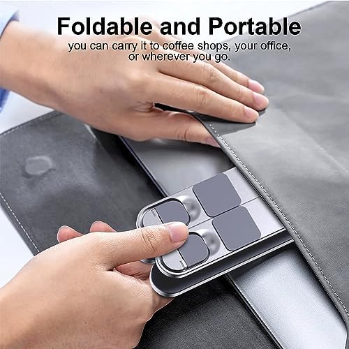 LIENS Adjustable Laptop Stand with 360 Rotating Base, Aluminum Laptop Riser for Desk Foldable, Ergonomic Notebook Stand 