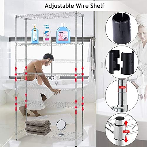 Dkeli 5-Tier Adjustable Heavy Duty Metal Storage Shelves, 250 Capacity Per Shelf, 36" X 14" X 72" Wire Shelving Unit Rac