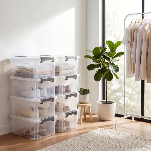 Citylife 17 QT Plastic Storage Bins with Latching Lids Stackable Storage Containers for Organizing Large Clear Storage B