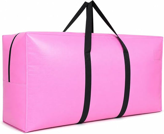 75 Gallon Extra Large Storage Bags, Jumbo Moving Storage Bags, Foldable Big Pink Duffle Bag for Travel, 50x23x15inch - 1PACK
