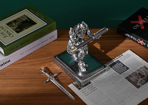 King's Guard Knight Pen Holder with a Letter Opener Desk Organizers Silver