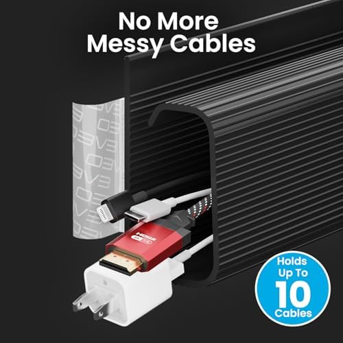 EVEO Cable Management Under Desk Kit (12 Units) - Under Desk Cable Management Cord Hider, Cable Hider Cord Management, C