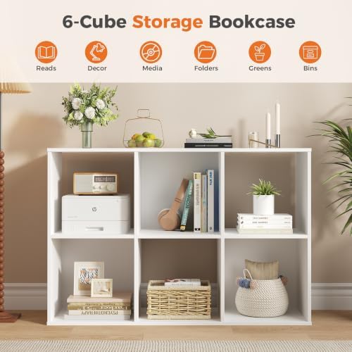 DUMOS 6-Cube Storage Organizer, Open Bookshelf 3 Removable Panels