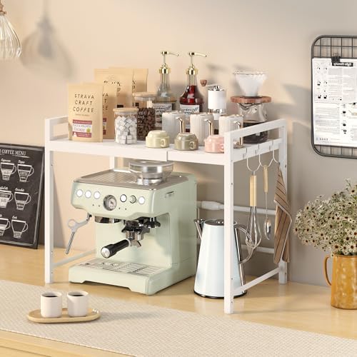 DOLALIKE Expandable Microwave Stand Kitchen Countertop Organizer, White