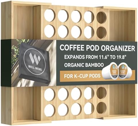 Expandable Bamboo Coffee Pod Drawer Holder 35 Pods