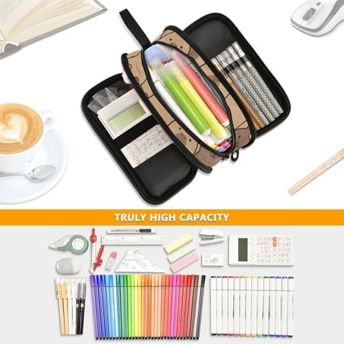Custom Cute Capybara with Orange Pencil Case Box Boys Girls Personalized Name Large Pencil Pouch Stationery Pen Bag Organizer for Kids Adults School Office