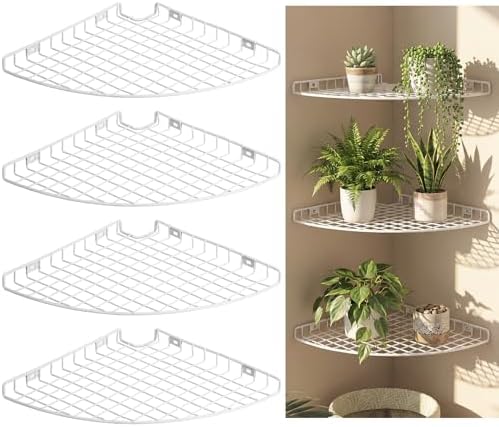 4 Pcs Corner Shelf Organizer, Wall Mount Hanging Corner Shelves