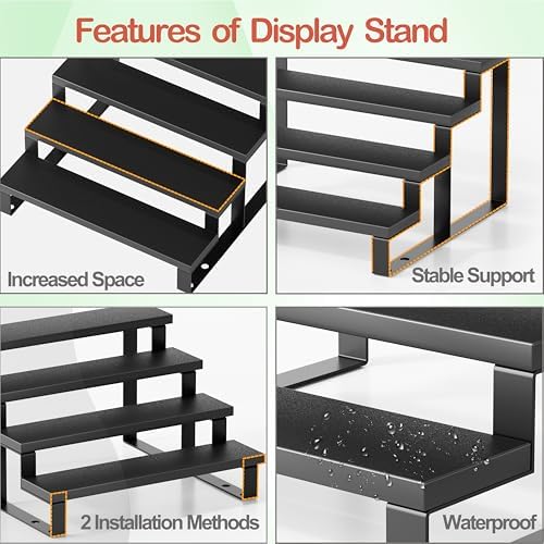 Boulphia 2 Set Black Cologne Organizer for Men, 12 Inch Cologne Stand 4 Tier Perfume Organizer for Dresser, Versatile St